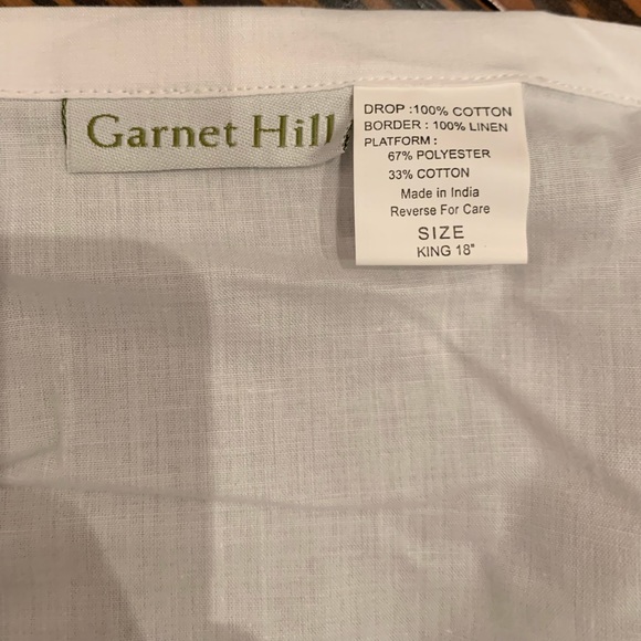 Garnet Hill King Blue Bordered Bedskirt with 18” Drop - Picture 3 of 3